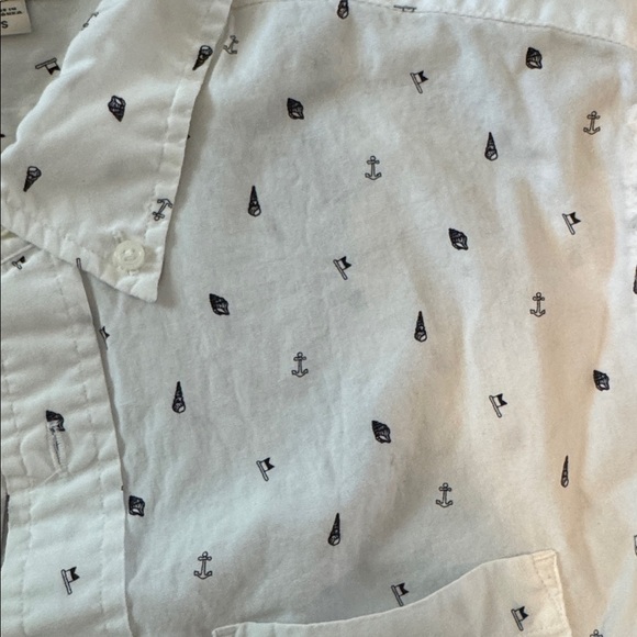 Club Monaco Cream Shirt with Black Nautical Print - Picture 3 of 3